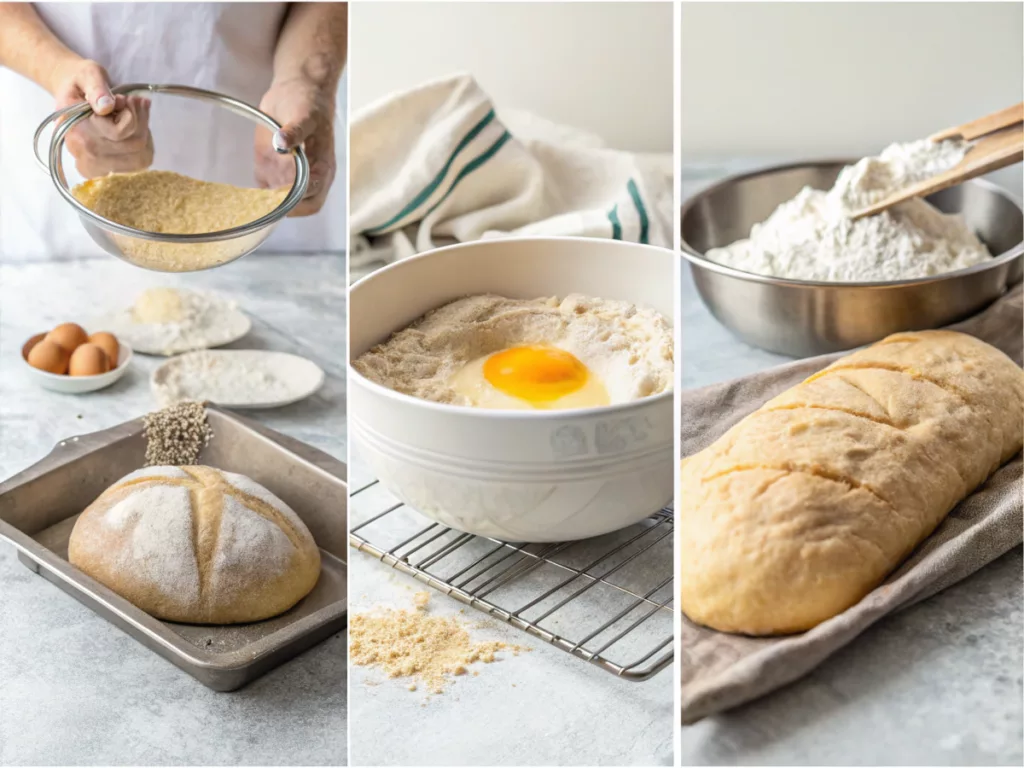 Step-by-step sourdough discard bread baking process