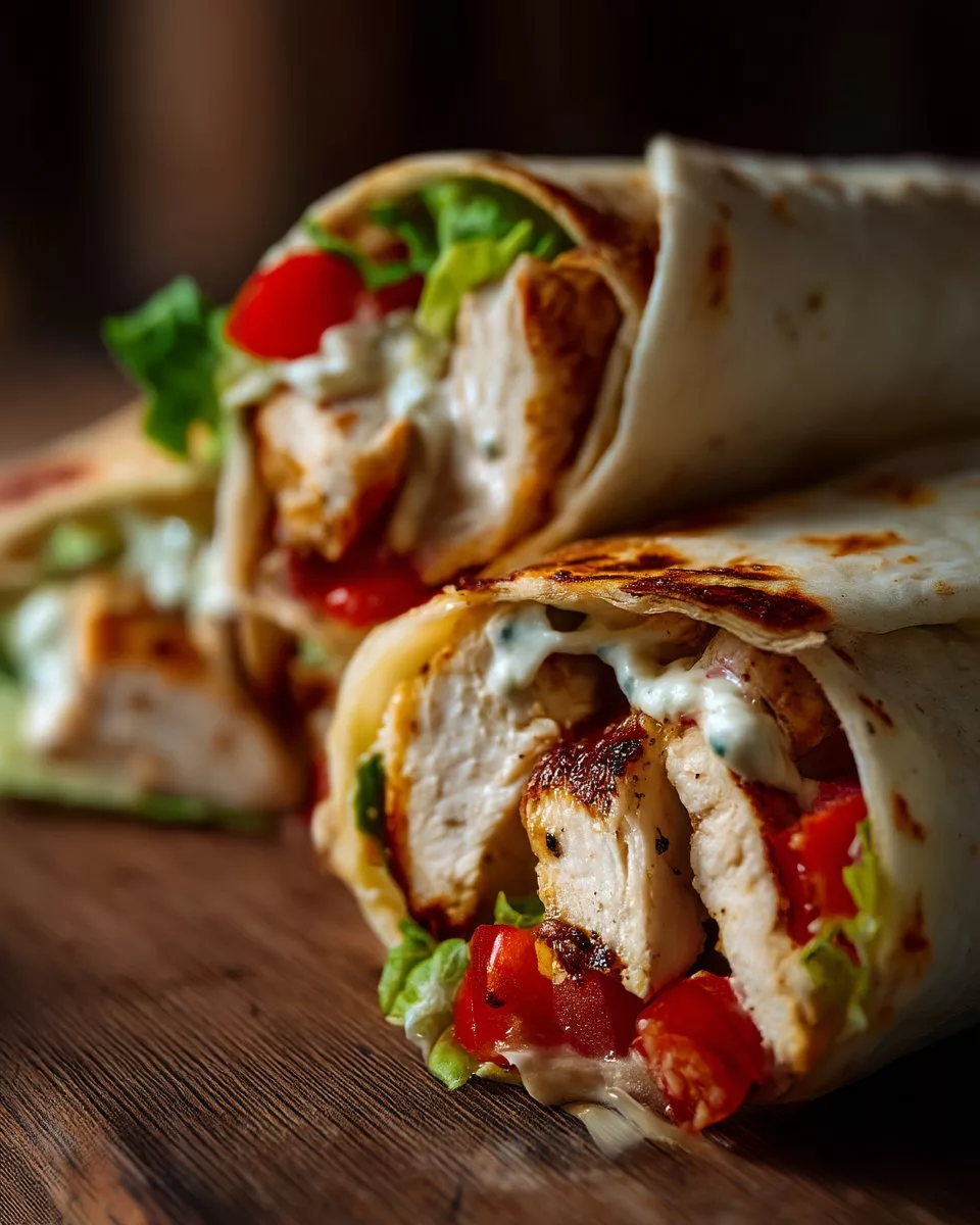 Cheesy Garlic Chicken Wraps