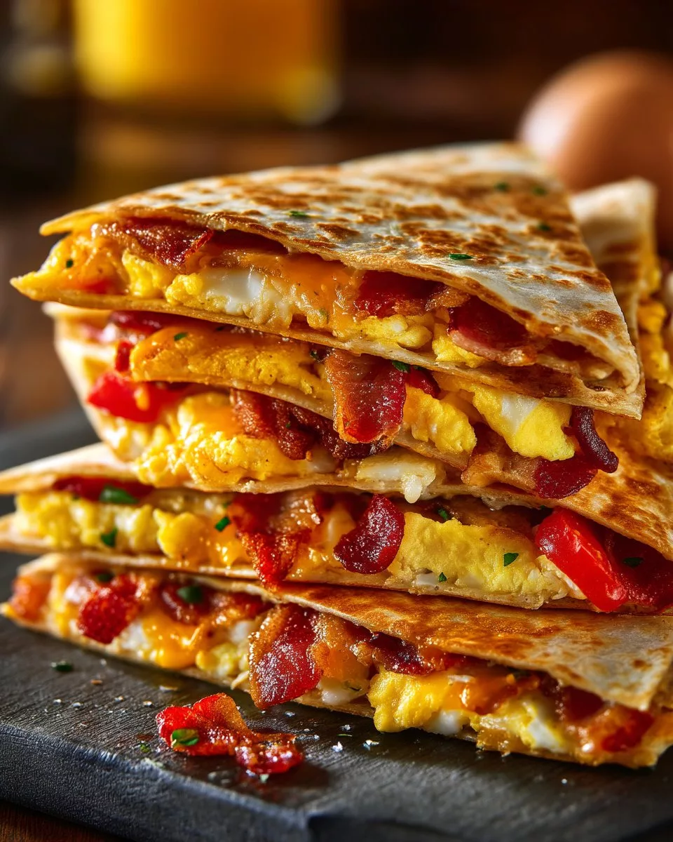 Bacon Egg and Cheese Breakfast Quesadillas