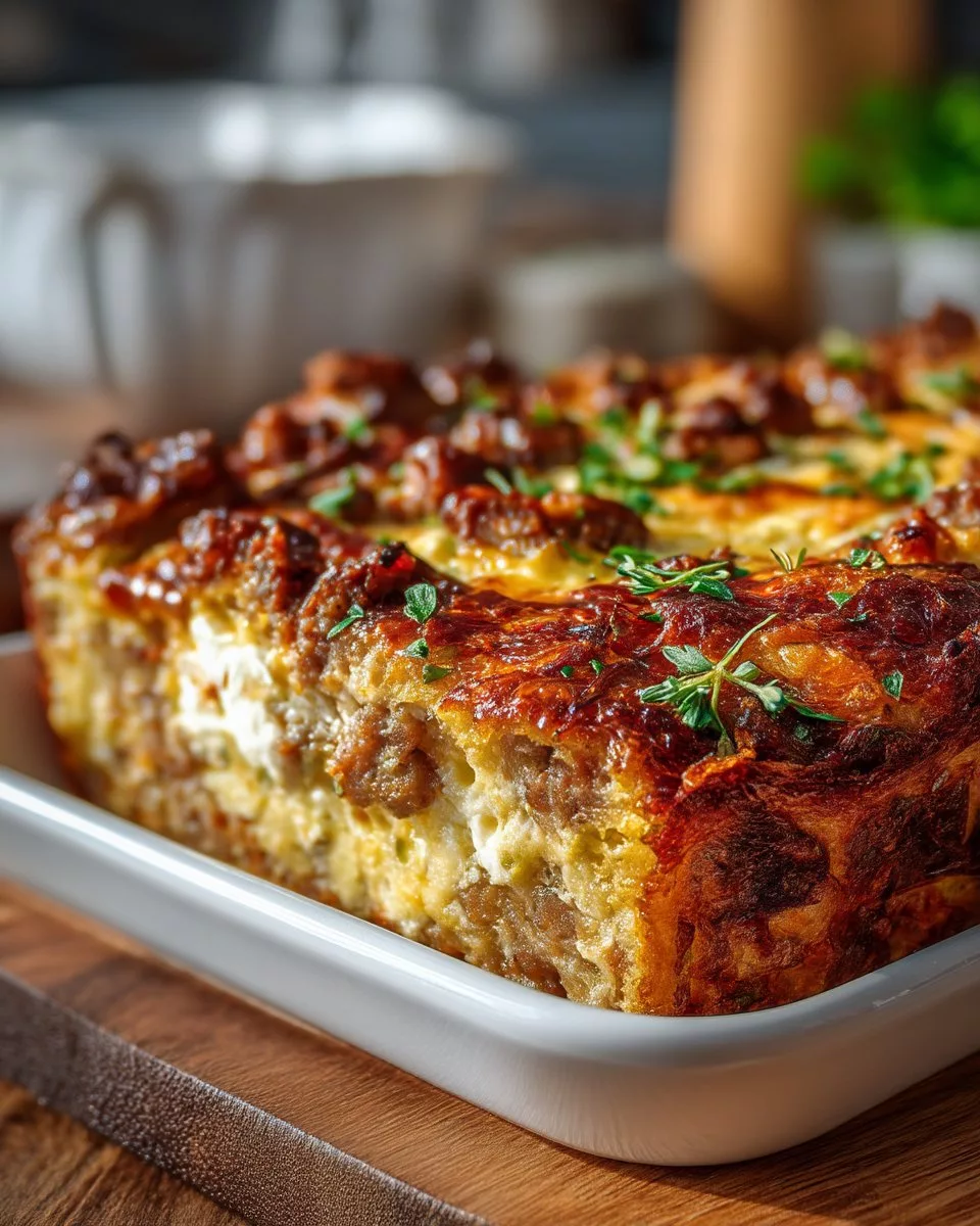 Sausage, Egg, and Cream Cheese Hashbrown Casserole