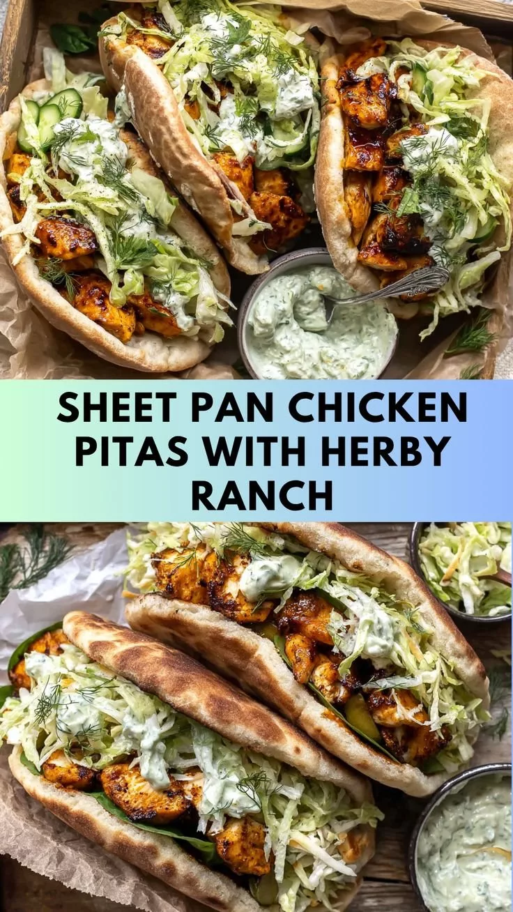 Sheet Pan Chicken Pitas with Herby Ranch