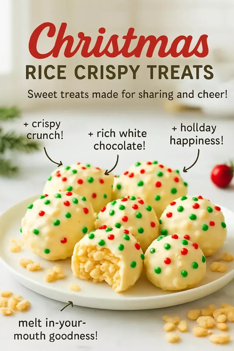 Festive Christmas Rice Crispy Treats with holiday decorations