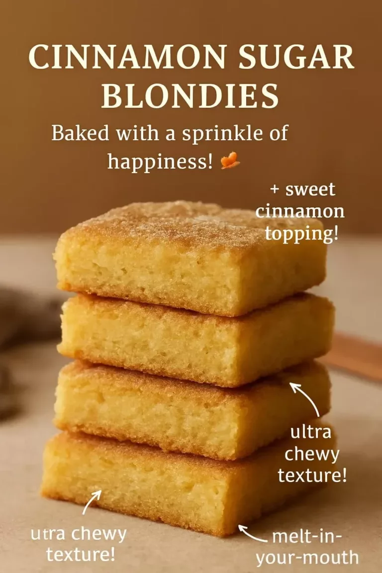 Freshly baked cinnamon sugar blondies topped with cinnamon and sugar