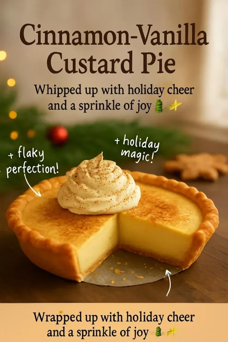 Cinnamon-Vanilla Custard Pie topped with nutmeg and cinnamon spices