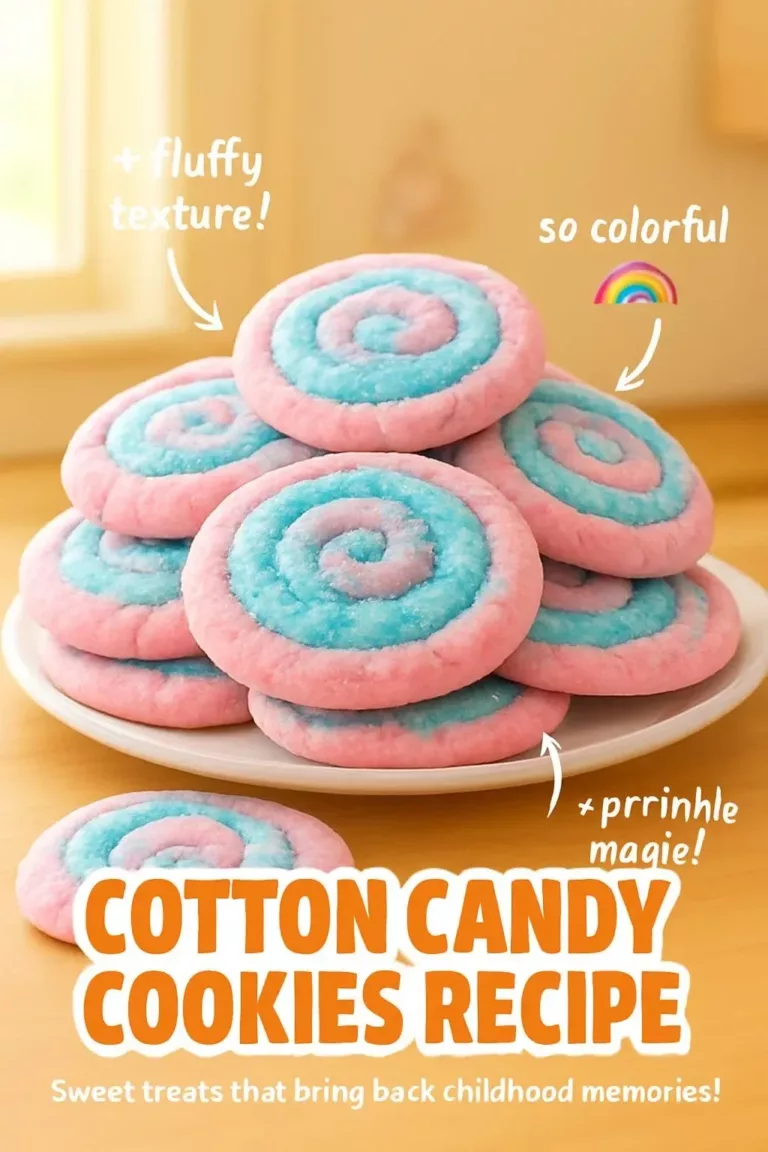 Delicious cotton candy cookies with vibrant colors and fluffy texture