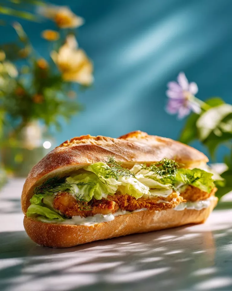 Crispy Chicken Caesar Sandwich with lettuce and Parmesan cheese