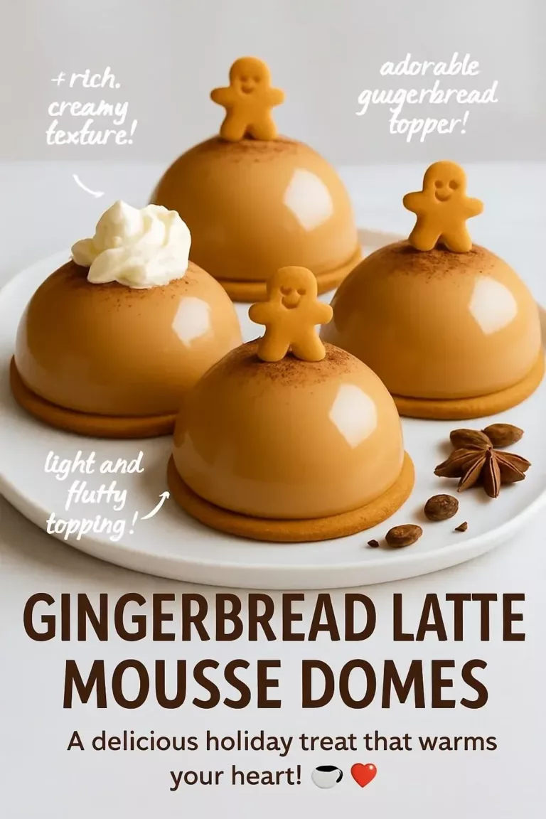 Gingerbread Latte Mousse Domes decorated with holiday spices and flavors.