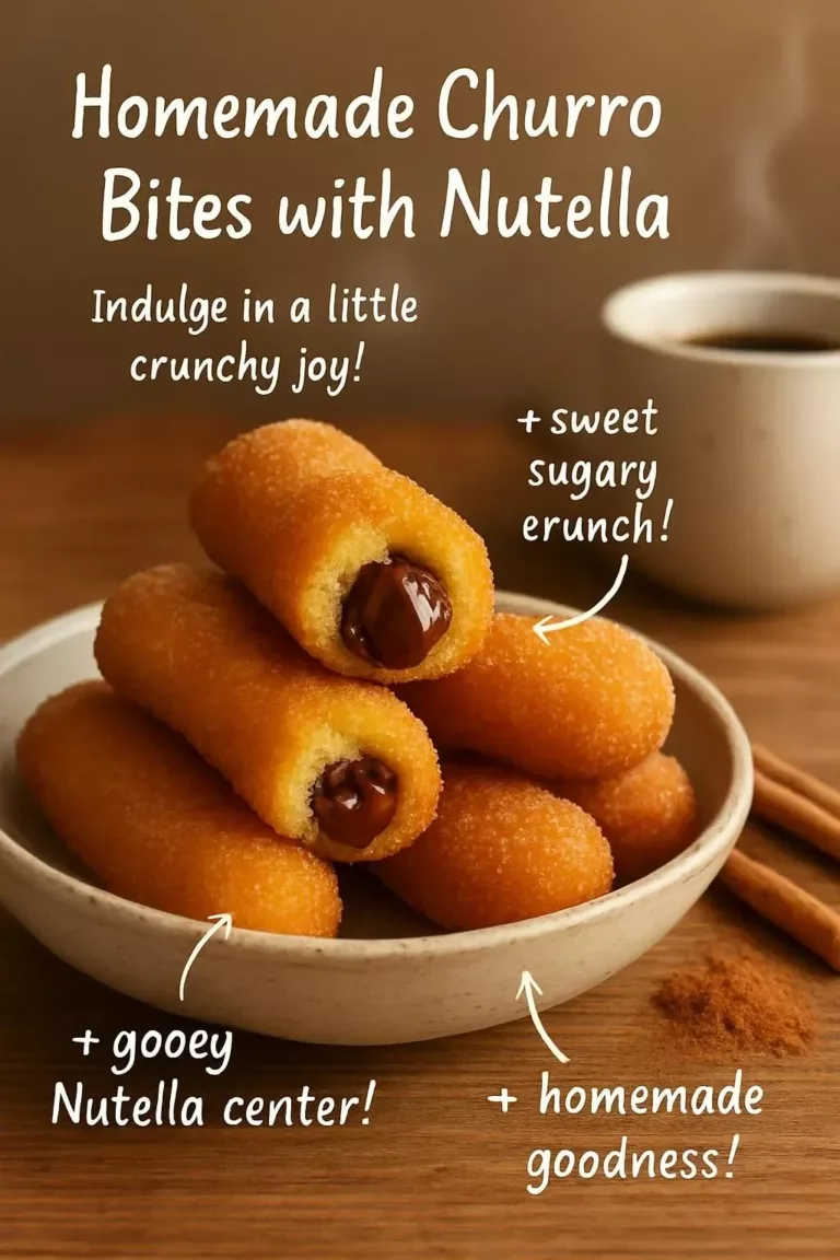 Delicious homemade churro bites filled with Nutella on a plate