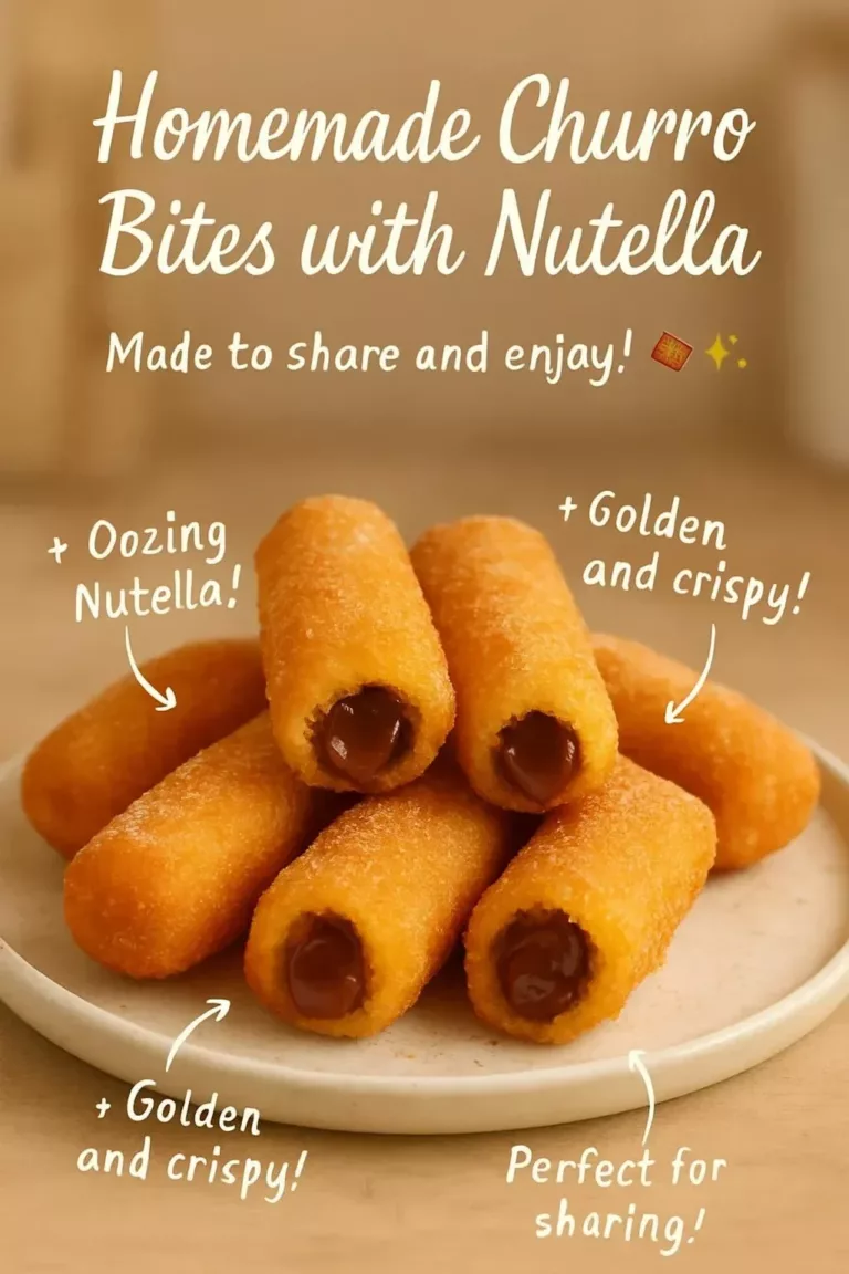 Delicious homemade churro bites filled with Nutella served in a bowl