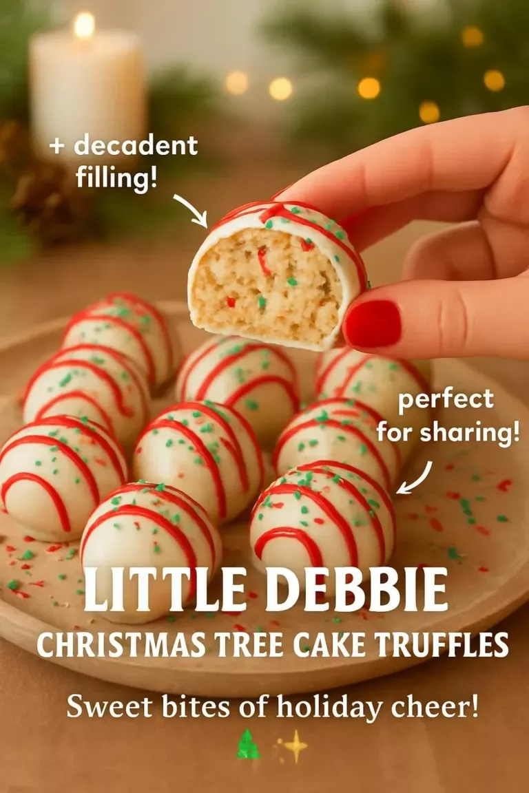Delicious Little Debbie Christmas Tree Cake Truffles topped with festive decorations