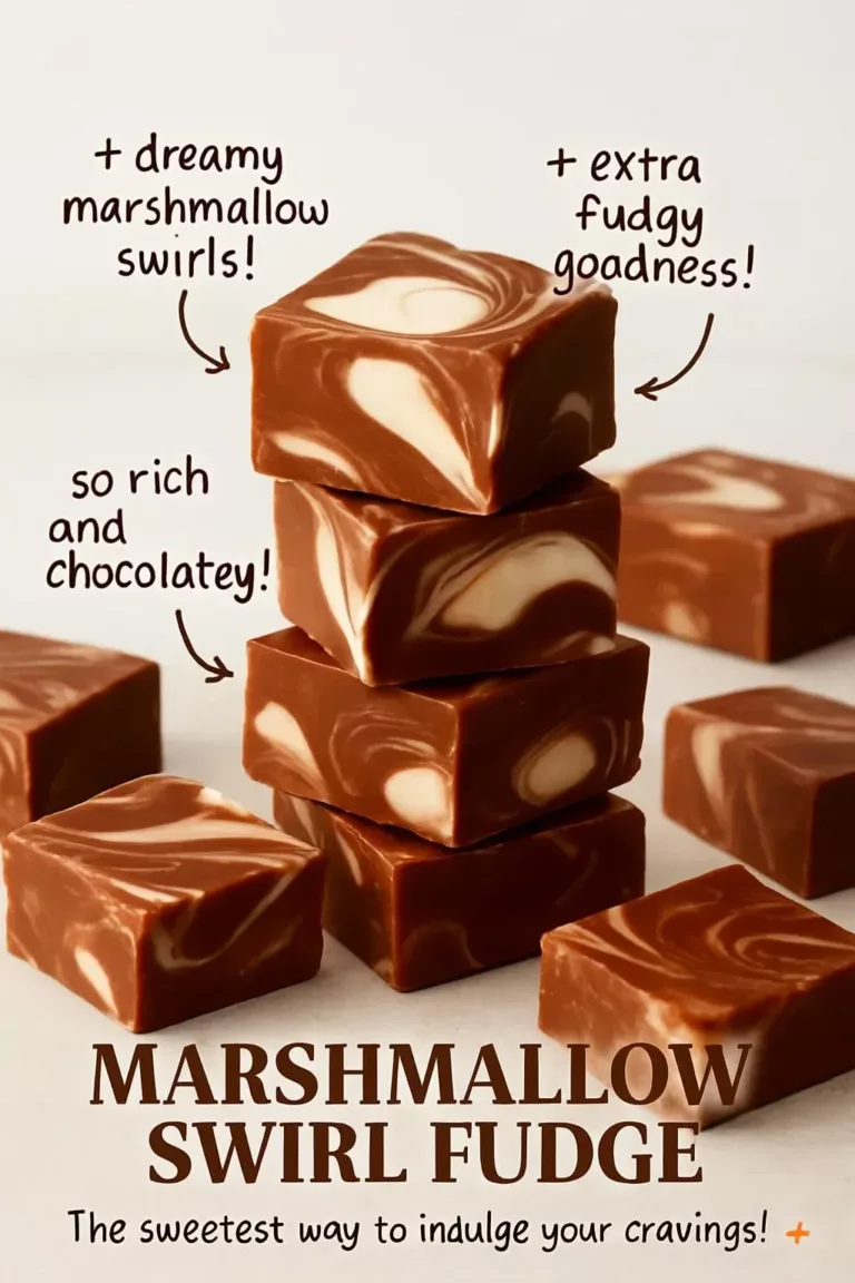 Delicious homemade marshmallow swirl fudge with a creamy texture and swirls.