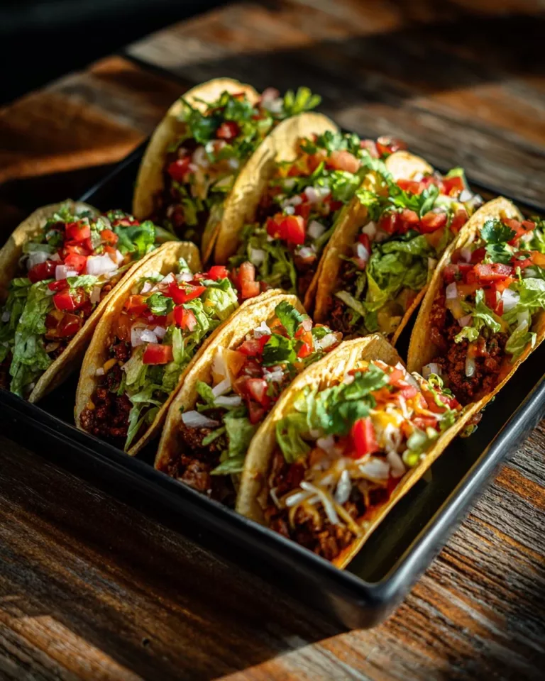 Oven-baked cheesy tacos fresh from the oven, crispy and loaded with toppings.