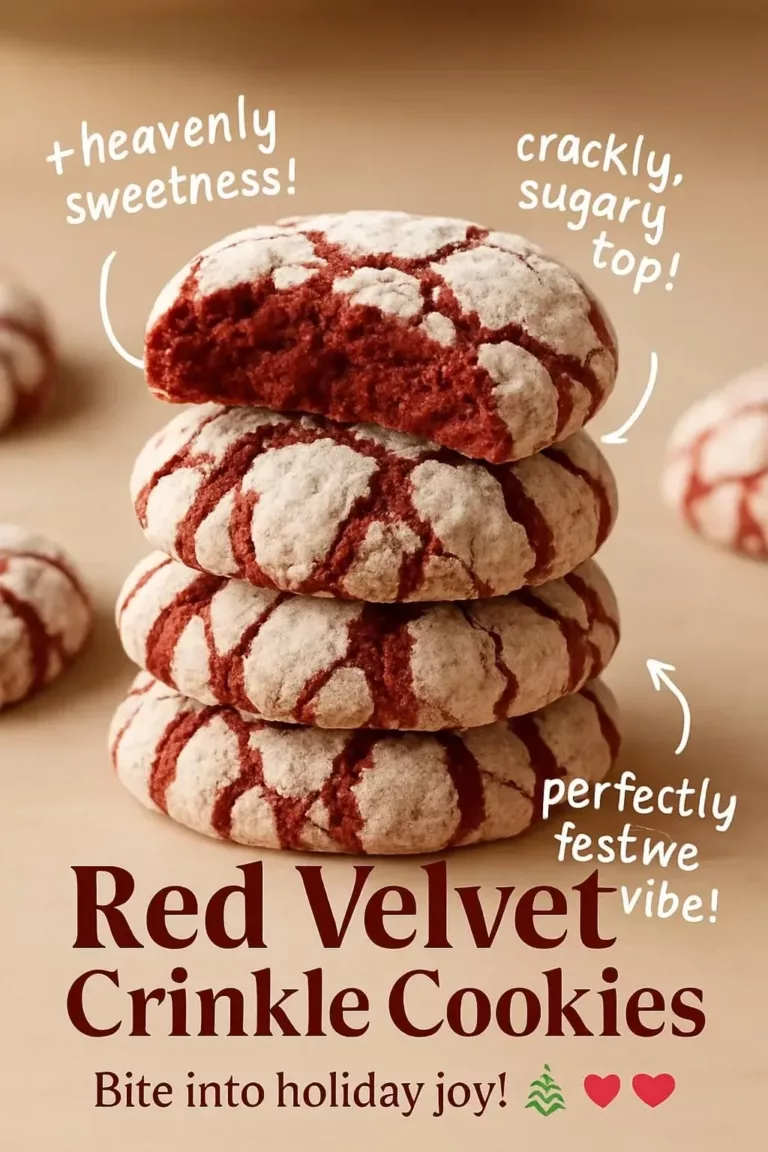 Delicious Red Velvet Crinkle Cookies with powdered sugar topping