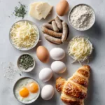 Sausage egg breakfast roll-ups served on a plate with fresh herbs.