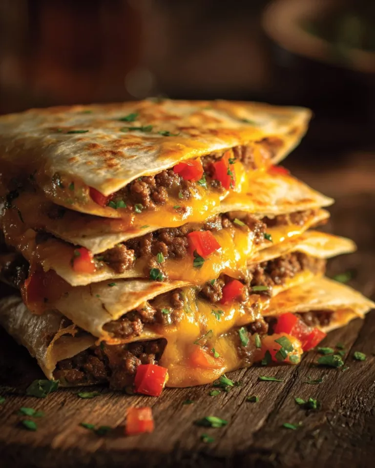 Delicious Smashburger Quesadillas, a crispy tortilla filled with savory ingredients.