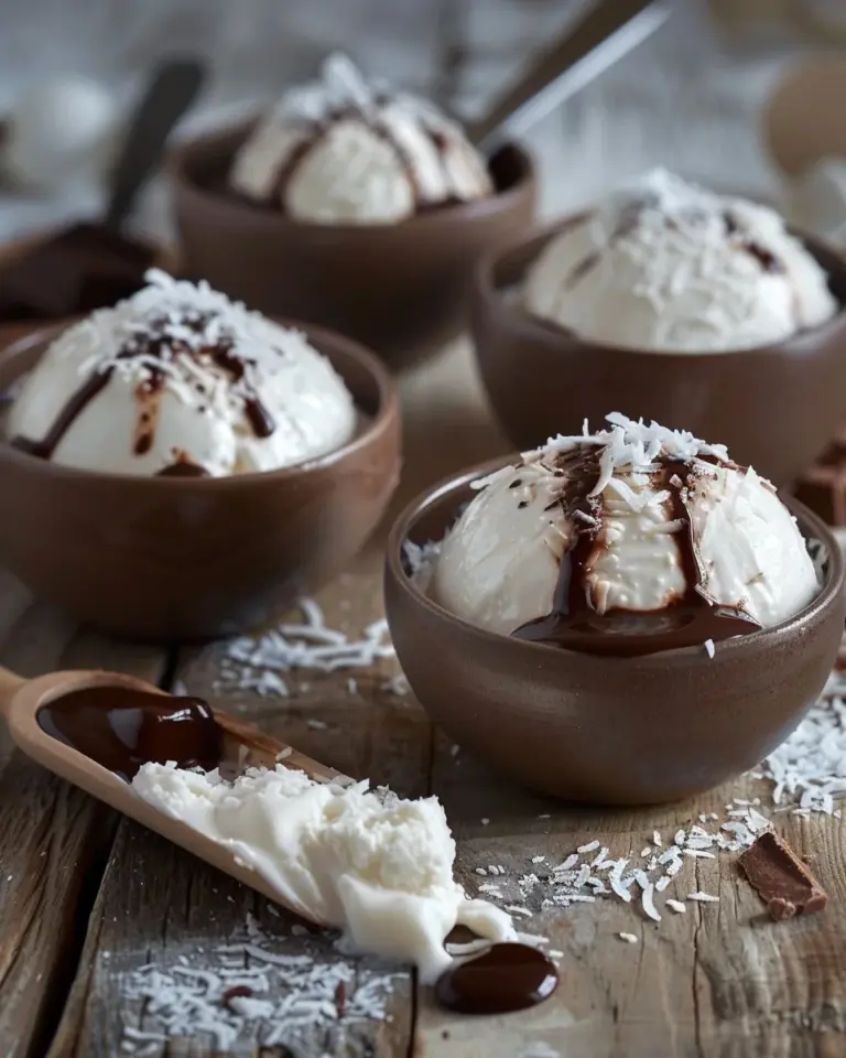 Coconut Dome dessert with a generous layer of chocolate spread on top.