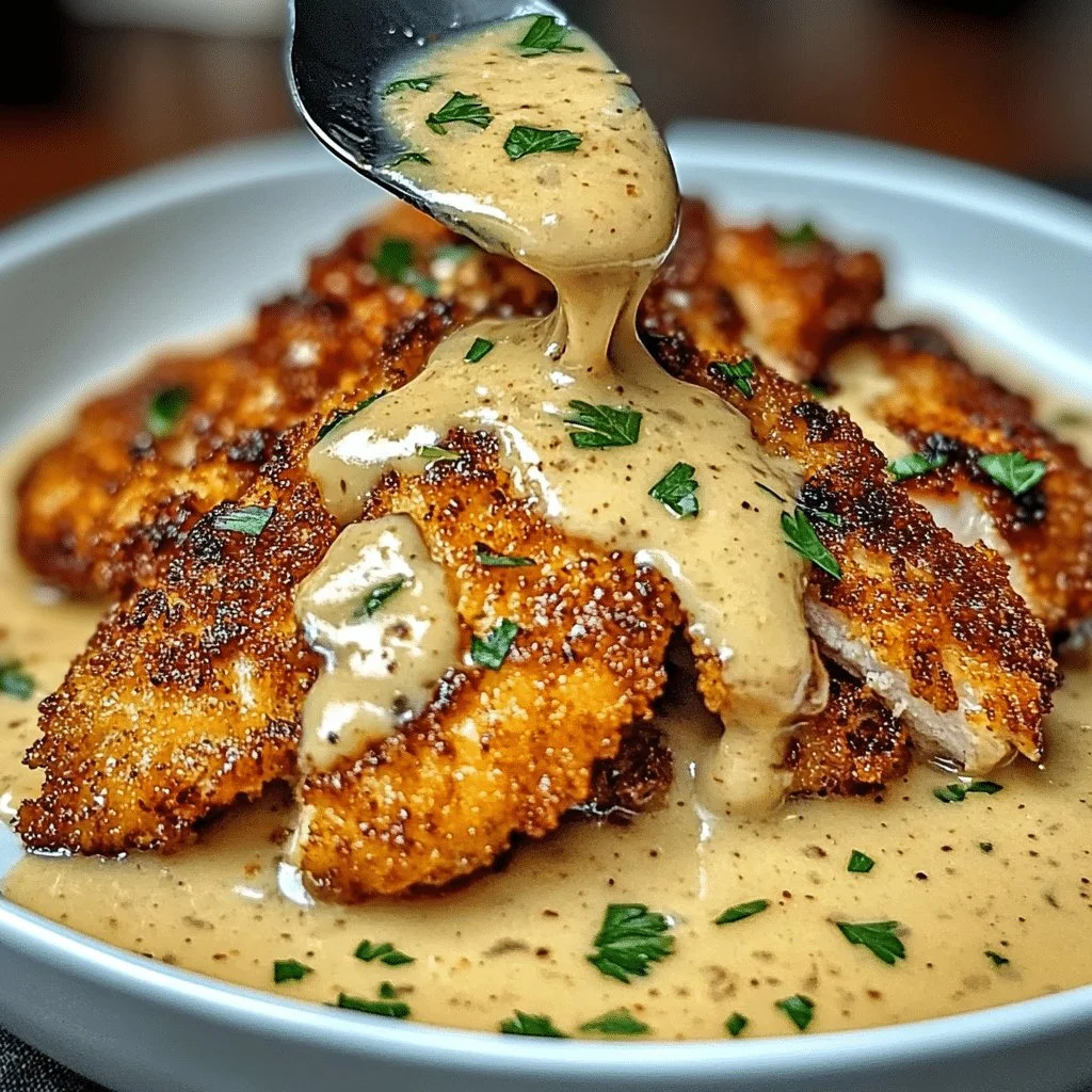 Crispy Parmesan Chicken with a Rich Garlic Sauce - Easy Dinner Idea
