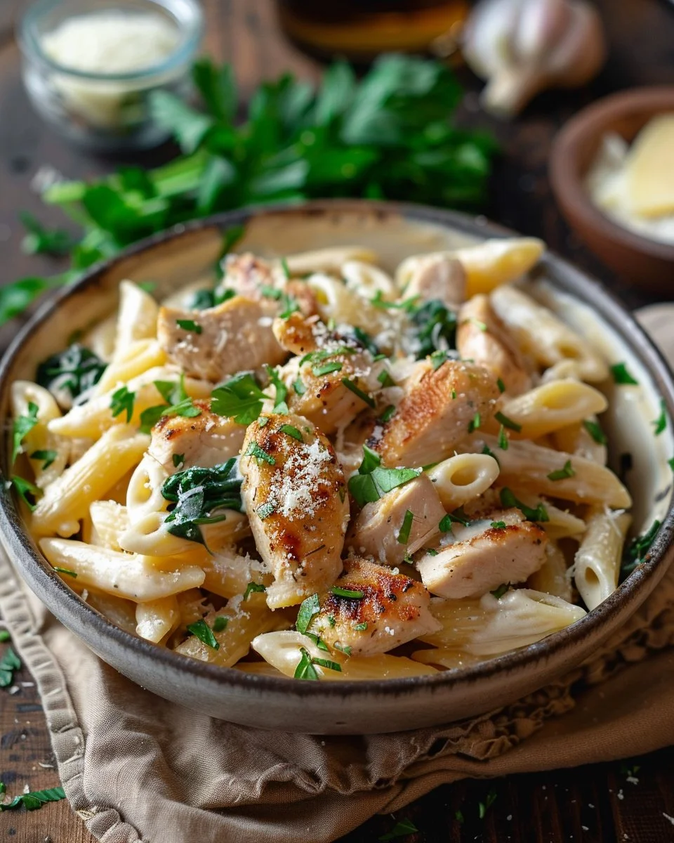 Healthy Garlic Parmesan Chicken Pasta