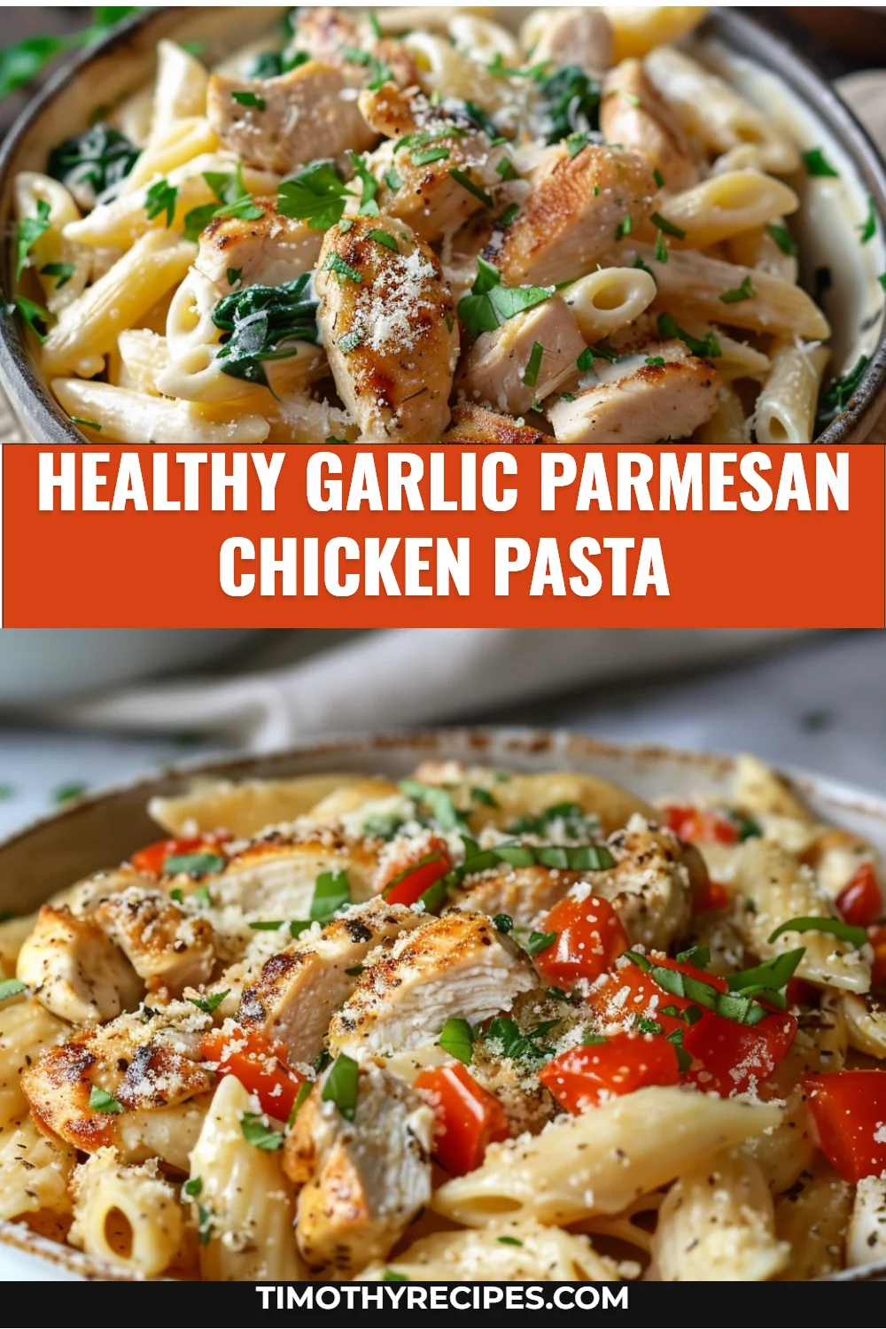 Healthy Garlic Parmesan Chicken Pasta