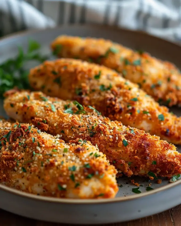 Oven-baked chicken tenders served with dipping sauce on a plate