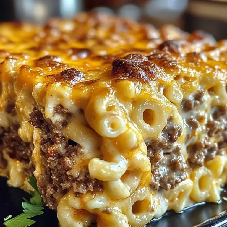 Delicious Mac and Cheese Meatloaf Casserole served in a baking dish