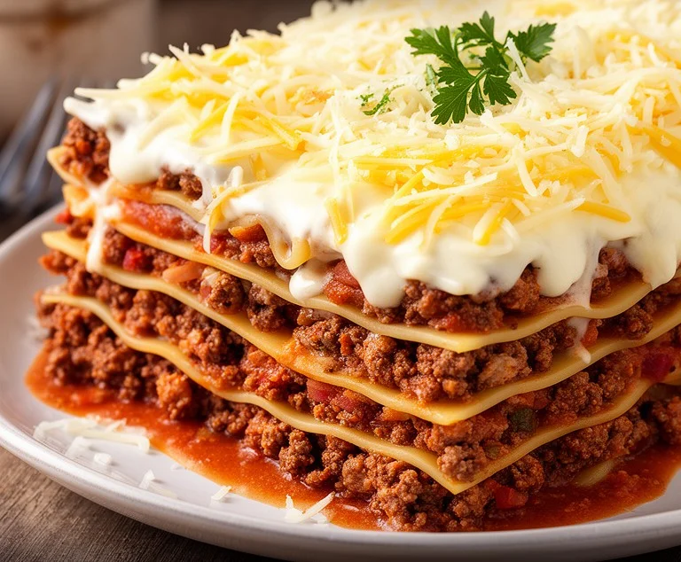 Parmesan Garlic Bacon Cheeseburger Lasagna Recipe