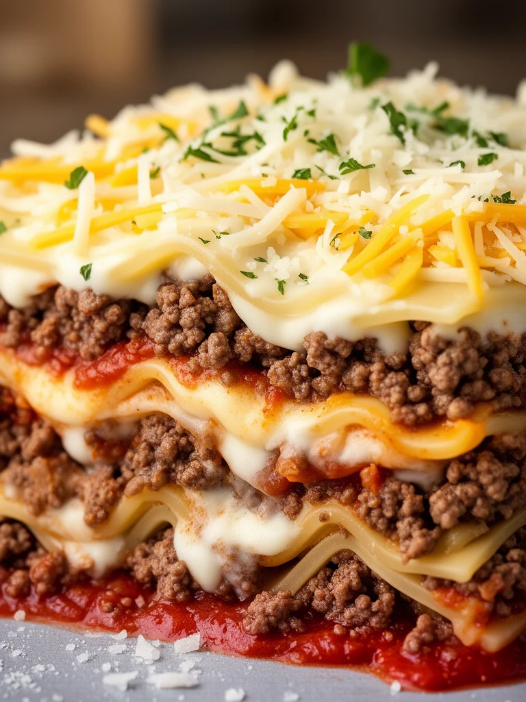 Parmesan Garlic Bacon Cheeseburger Lasagna Recipe