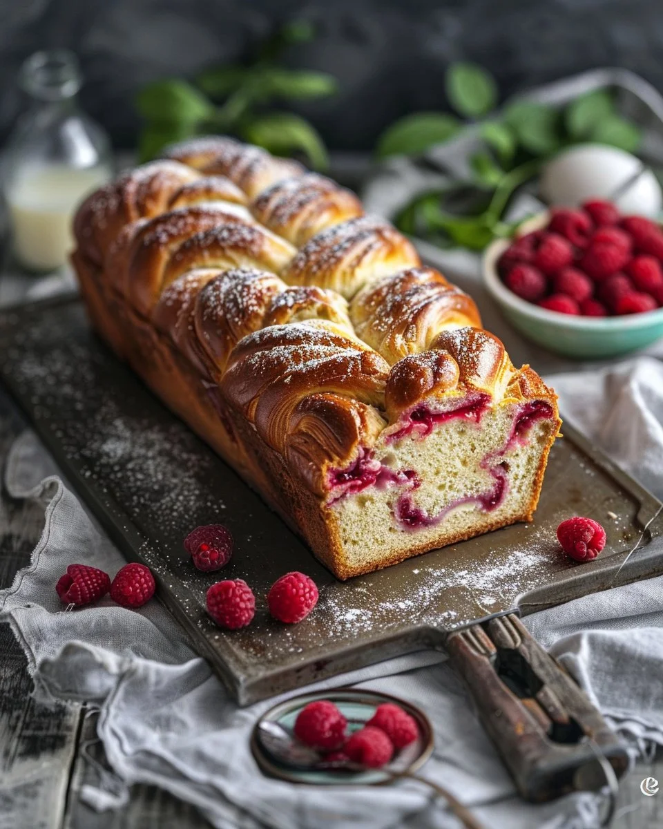 Raspberry Swirl Brioche Loaf