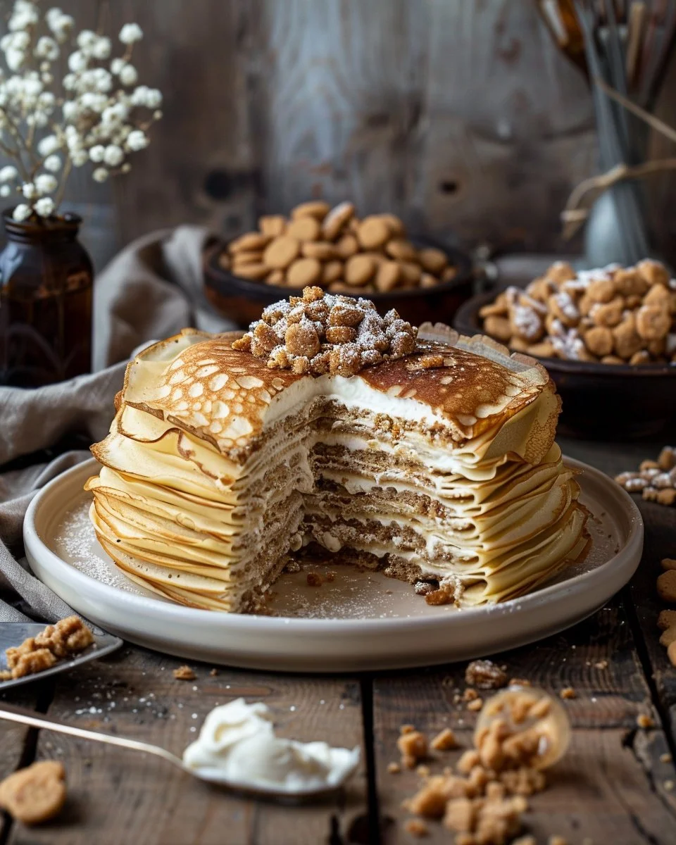 Vanilla & Speculoos Crêpe Cake