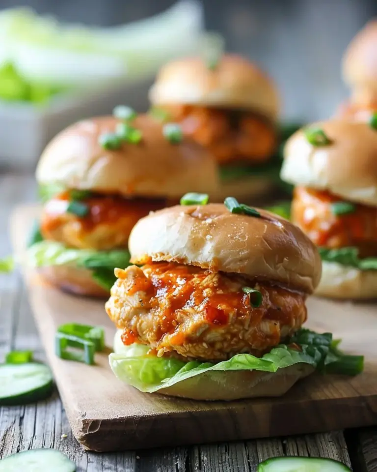 Plate of Bang Bang Chicken Sliders ready to serve