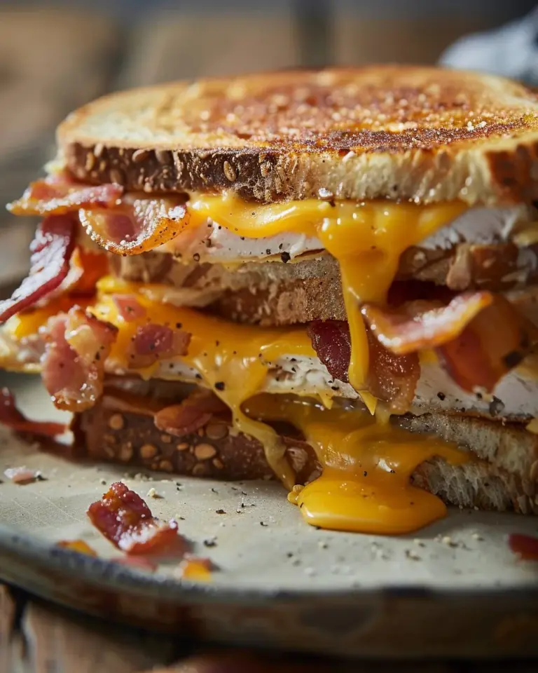 Cheddar and Bacon Turkey Melt sandwich on sourdough bread