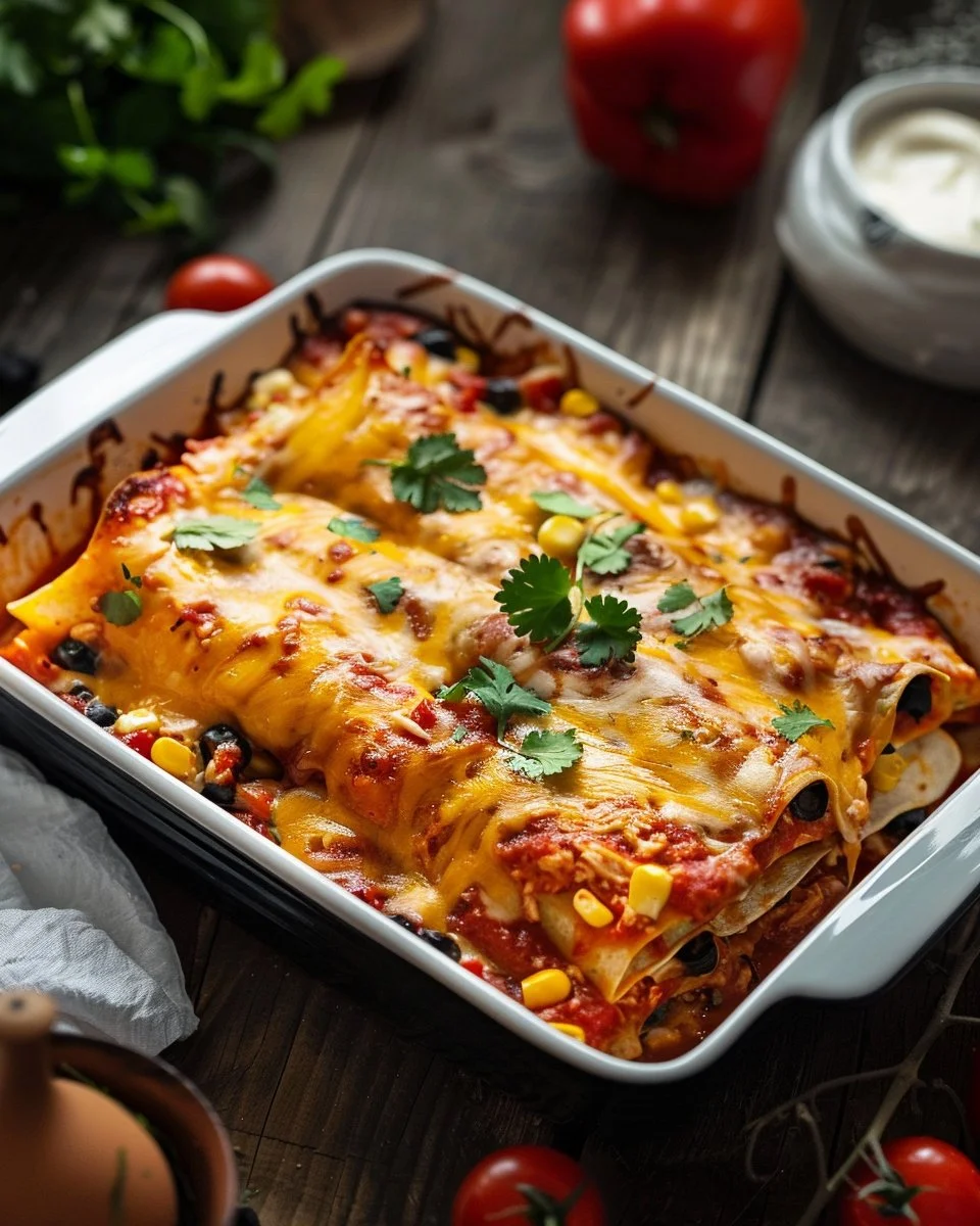 Cheese Chicken Enchiladas Bake