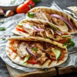 Delicious Chicken Gyros served with fresh toppings and pita bread.