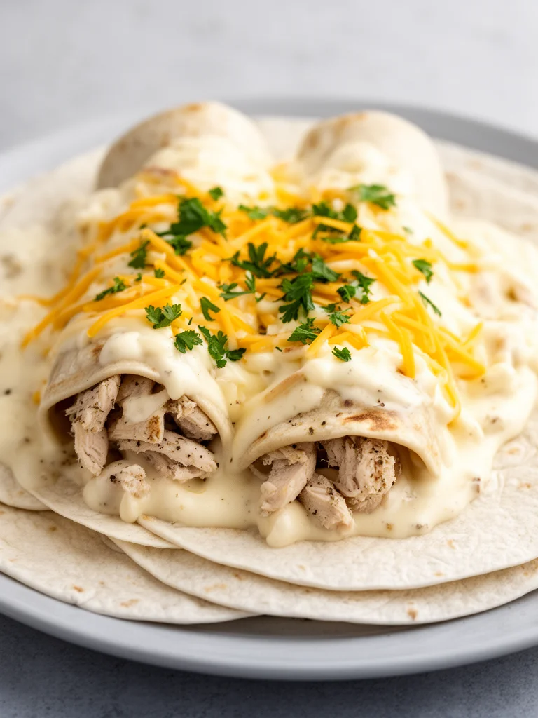 Creamy Cheesy Chicken Alfredo Wraps Delight