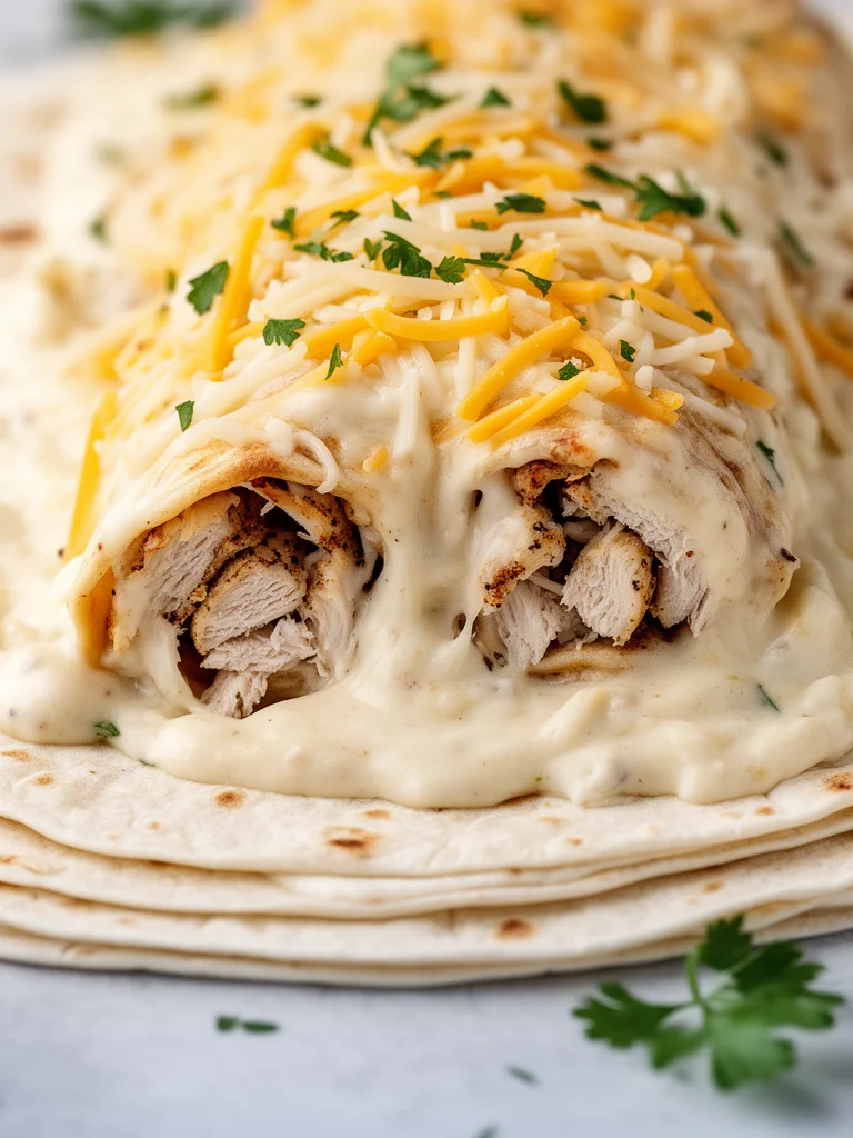 Creamy Cheesy Chicken Alfredo Wraps Delight