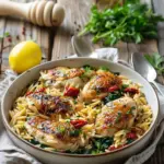 Delicious Mediterranean Chicken Orzo dish for a healthy dinner option.