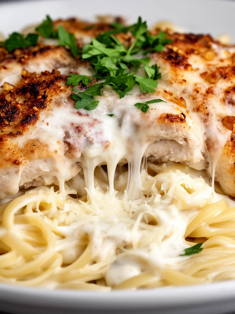 Delicious Garlic Butter Chicken Bites with Creamy Parmesan Pasta dish
