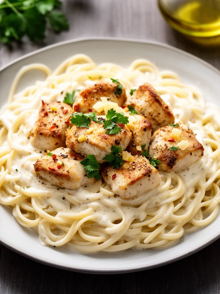 Garlic Butter Chicken Bites with Creamy Parmesan Pasta