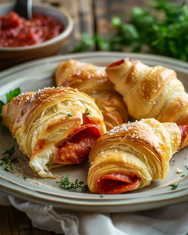 Mozzarella Pepperoni Croissant Rolls baked to perfection
